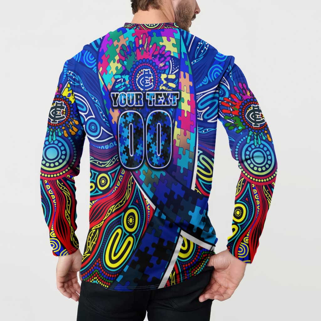Autism Awareness Australia Carlton Blues Button Sweatshirt Aboriginal Indigenous Art