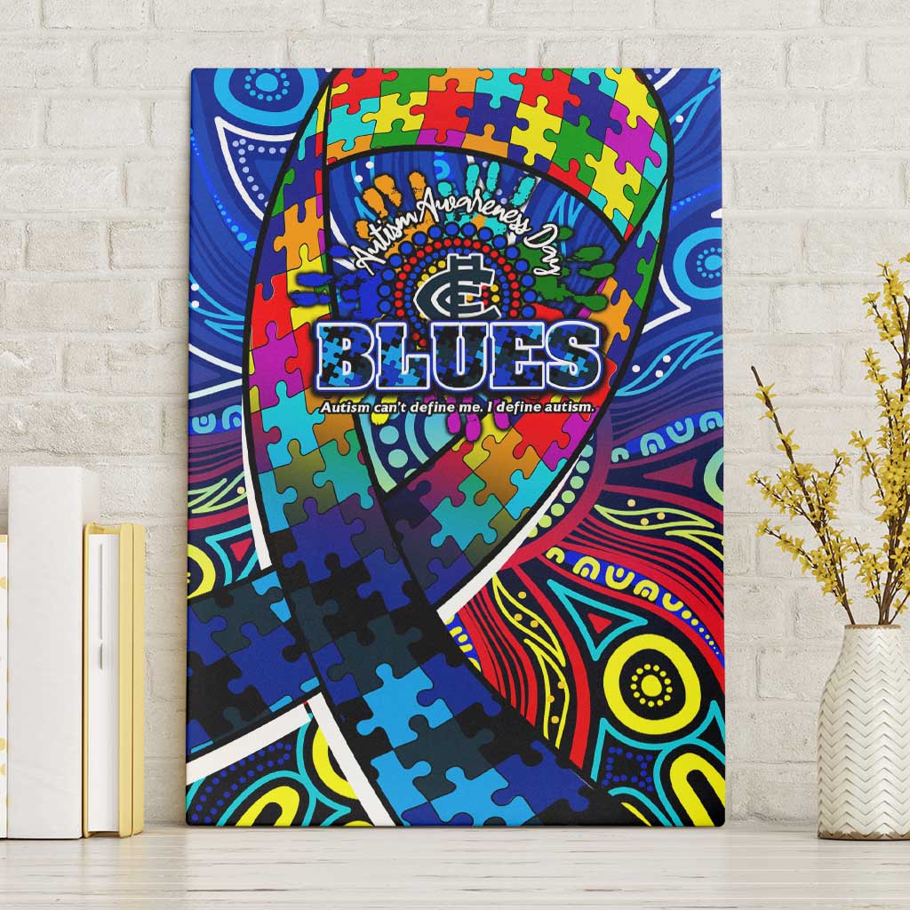 Autism Awareness Australia Carlton Blues Canvas Wall Art Aboriginal Indigenous Art