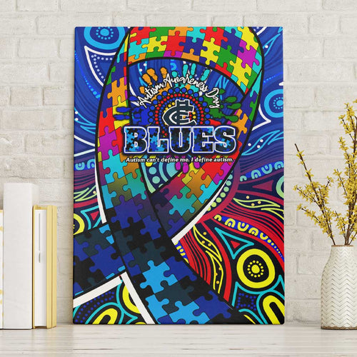 Autism Awareness Australia Carlton Blues Canvas Wall Art Aboriginal Indigenous Art