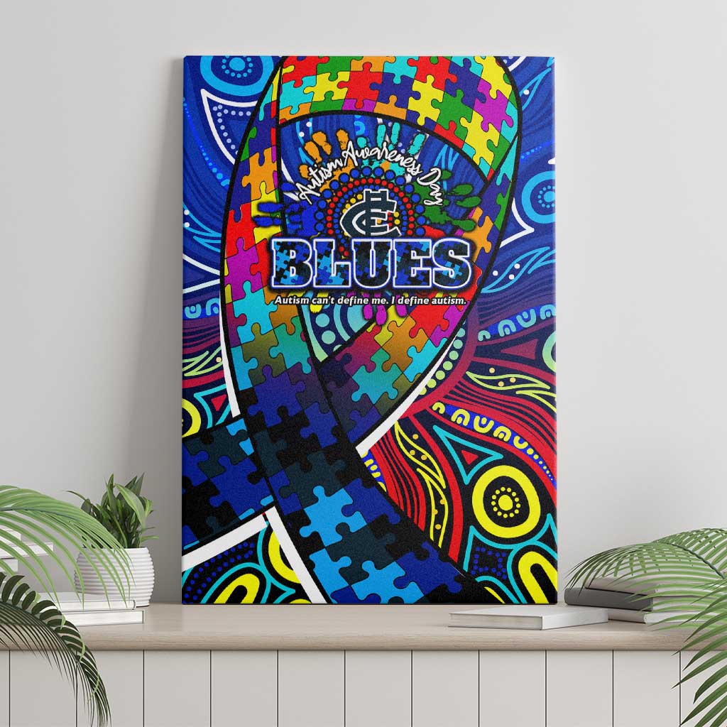 Autism Awareness Australia Carlton Blues Canvas Wall Art Aboriginal Indigenous Art