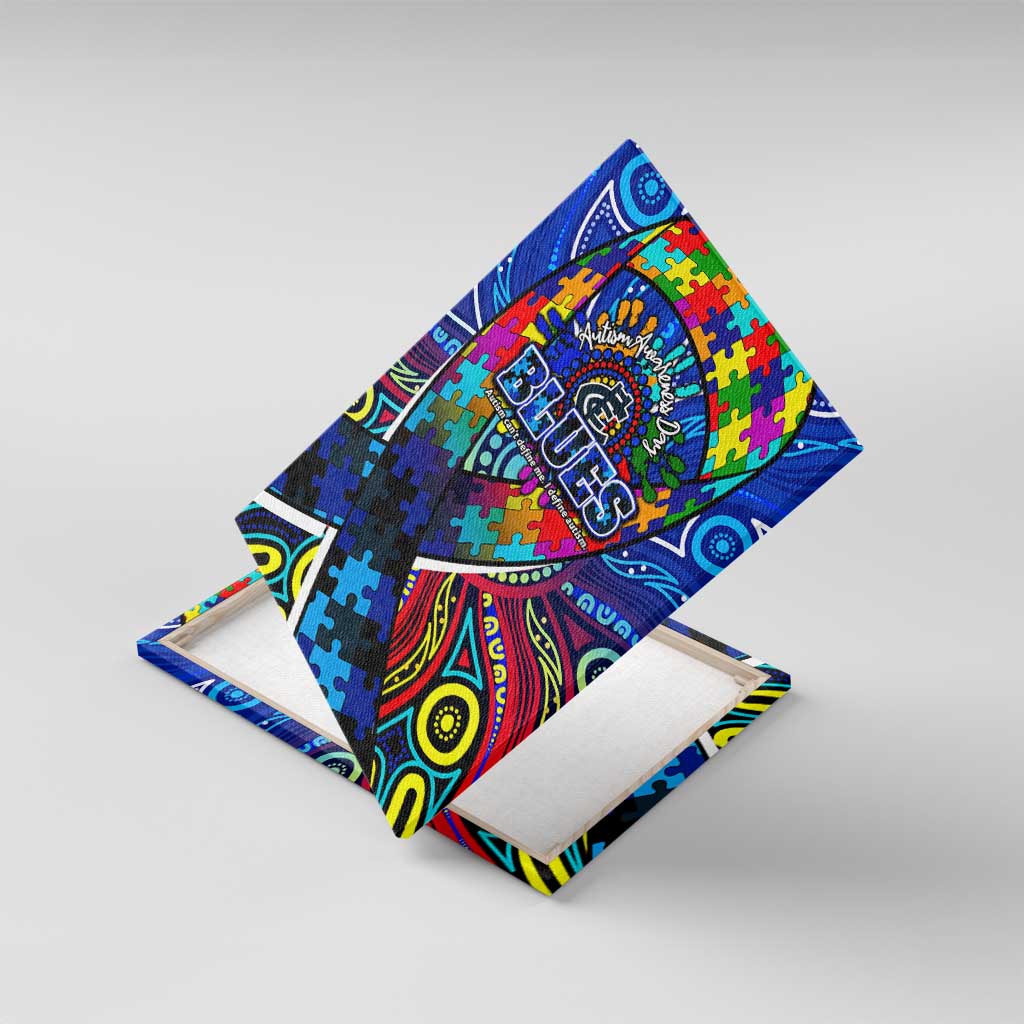 Autism Awareness Australia Carlton Blues Canvas Wall Art Aboriginal Indigenous Art