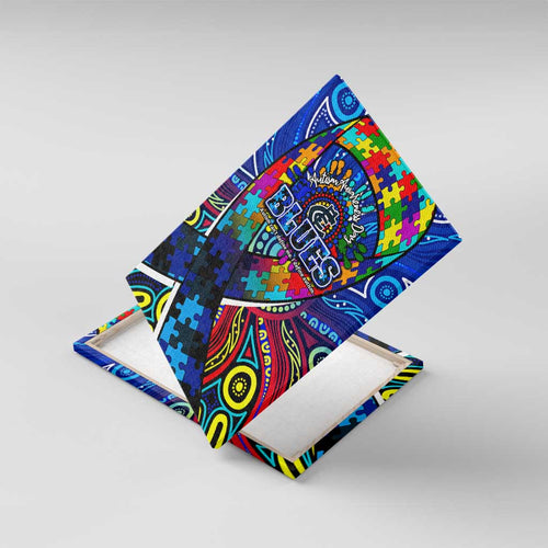 Autism Awareness Australia Carlton Blues Canvas Wall Art Aboriginal Indigenous Art