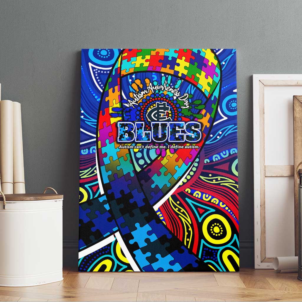 Autism Awareness Australia Carlton Blues Canvas Wall Art Aboriginal Indigenous Art