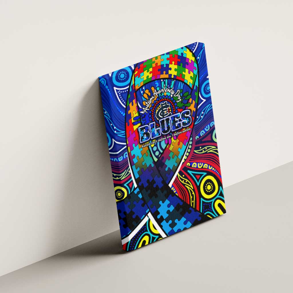 Autism Awareness Australia Carlton Blues Canvas Wall Art Aboriginal Indigenous Art
