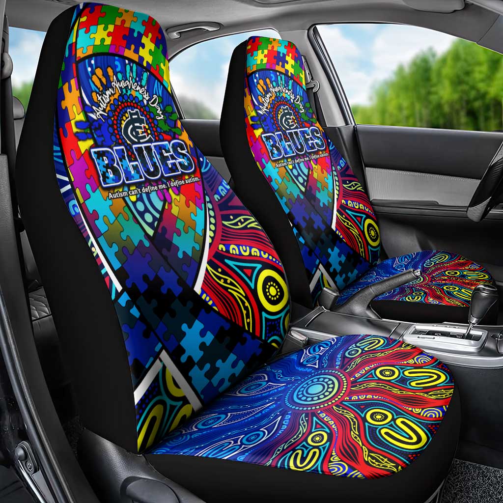 Autism Awareness Australia Carlton Blues Car Seat Cover Aboriginal Indigenous Art