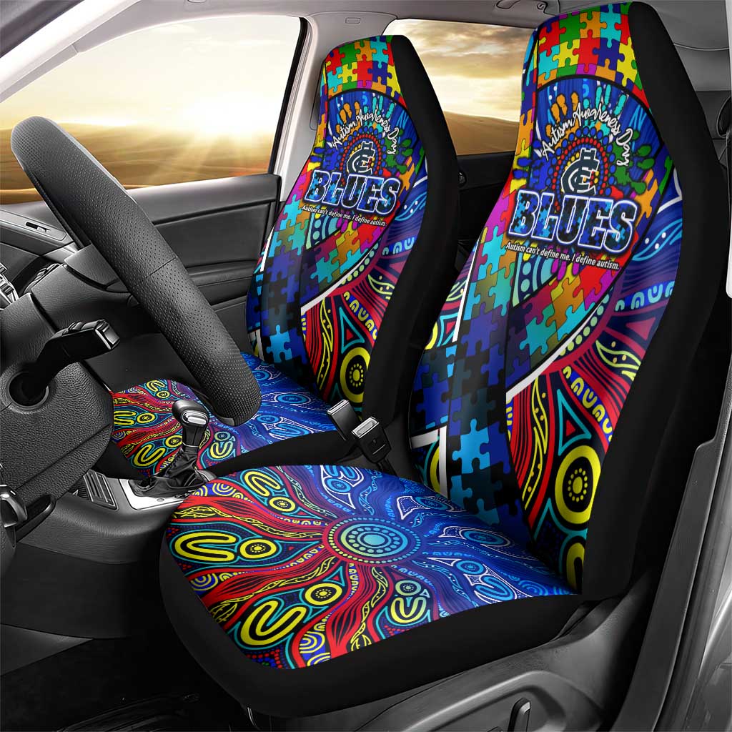Autism Awareness Australia Carlton Blues Car Seat Cover Aboriginal Indigenous Art