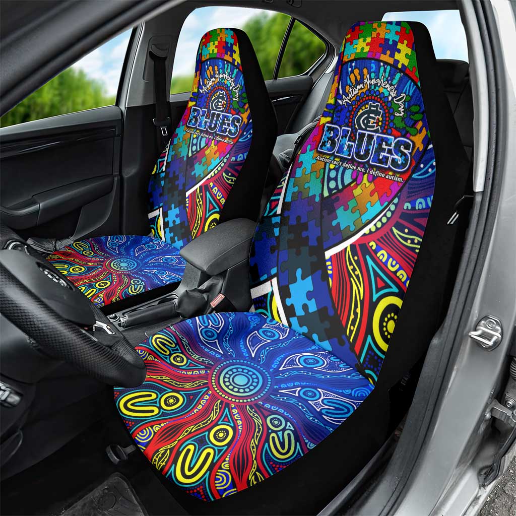 Autism Awareness Australia Carlton Blues Car Seat Cover Aboriginal Indigenous Art
