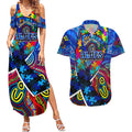 Autism Awareness Australia Carlton Blues Couples Matching Summer Maxi Dress and Hawaiian Shirt Aboriginal Indigenous Art