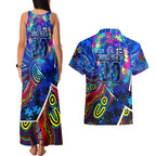 Autism Awareness Australia Carlton Blues Couples Matching Tank Maxi Dress and Hawaiian Shirt Aboriginal Indigenous Art