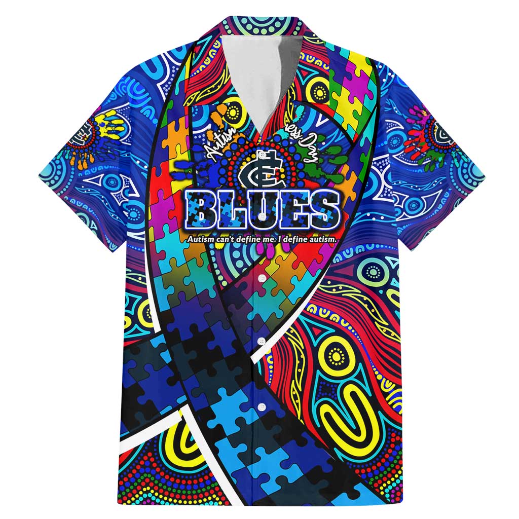 Autism Awareness Australia Carlton Blues Family Matching Mermaid Dress and Hawaiian Shirt Aboriginal Indigenous Art
