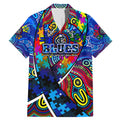 Autism Awareness Australia Carlton Blues Family Matching Mermaid Dress and Hawaiian Shirt Aboriginal Indigenous Art