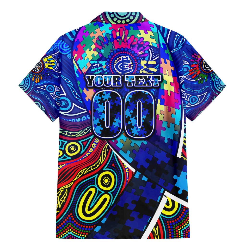 Autism Awareness Australia Carlton Blues Family Matching Mermaid Dress and Hawaiian Shirt Aboriginal Indigenous Art
