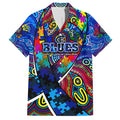 Autism Awareness Australia Carlton Blues Family Matching Puletasi and Hawaiian Shirt Aboriginal Indigenous Art