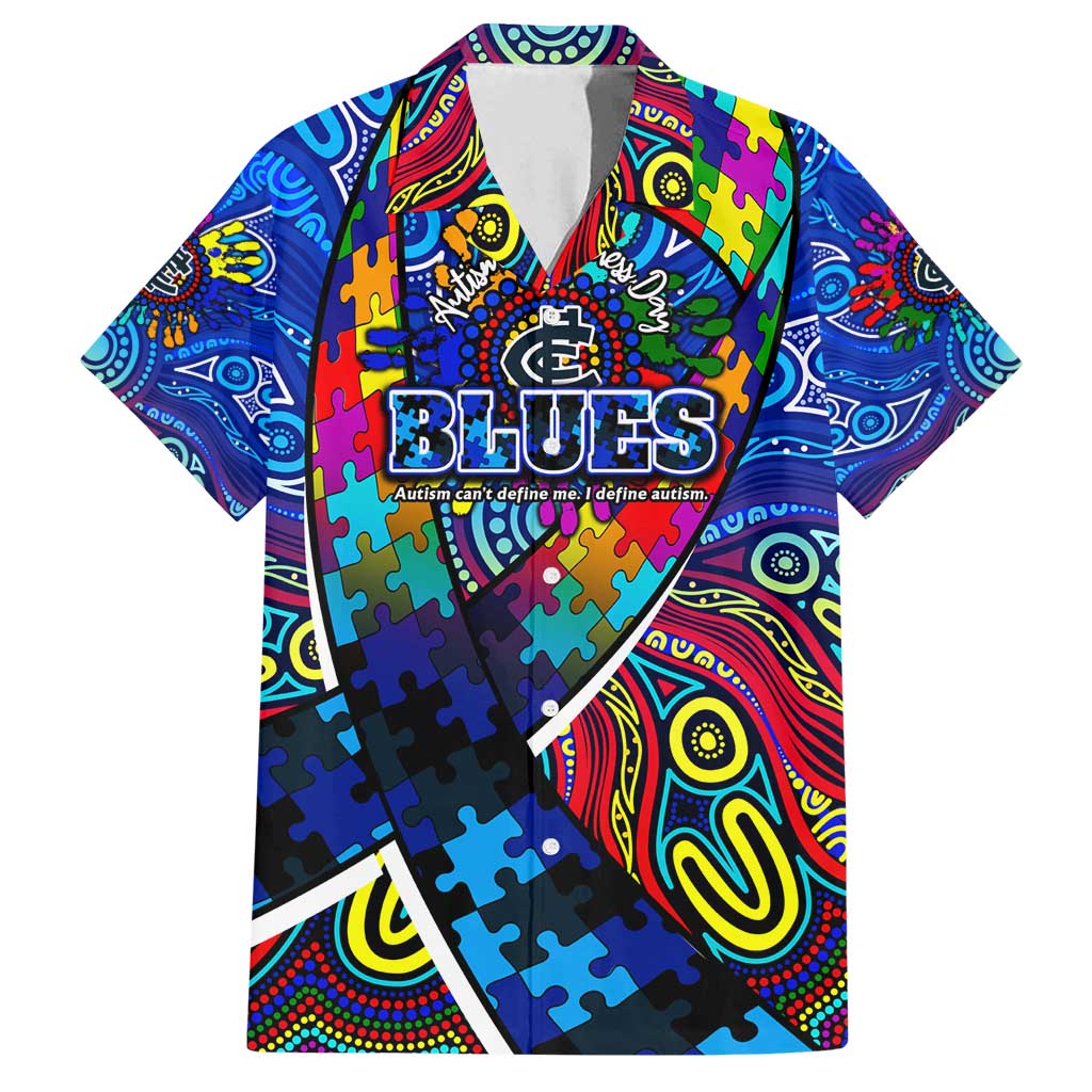 Autism Awareness Australia Carlton Blues Family Matching Summer Maxi Dress and Hawaiian Shirt Aboriginal Indigenous Art