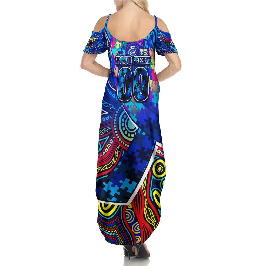 Autism Awareness Australia Carlton Blues Family Matching Summer Maxi Dress and Hawaiian Shirt Aboriginal Indigenous Art