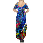 Autism Awareness Australia Carlton Blues Family Matching Summer Maxi Dress and Hawaiian Shirt Aboriginal Indigenous Art