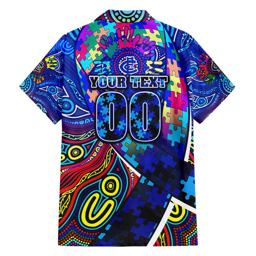 Autism Awareness Australia Carlton Blues Family Matching Tank Maxi Dress and Hawaiian Shirt Aboriginal Indigenous Art