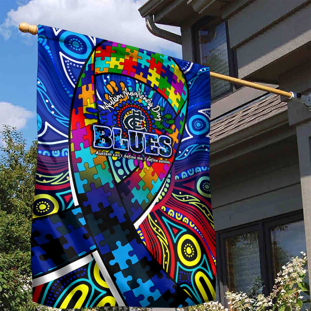 Autism Awareness Australia Carlton Blues Garden Flag Aboriginal Indigenous Art