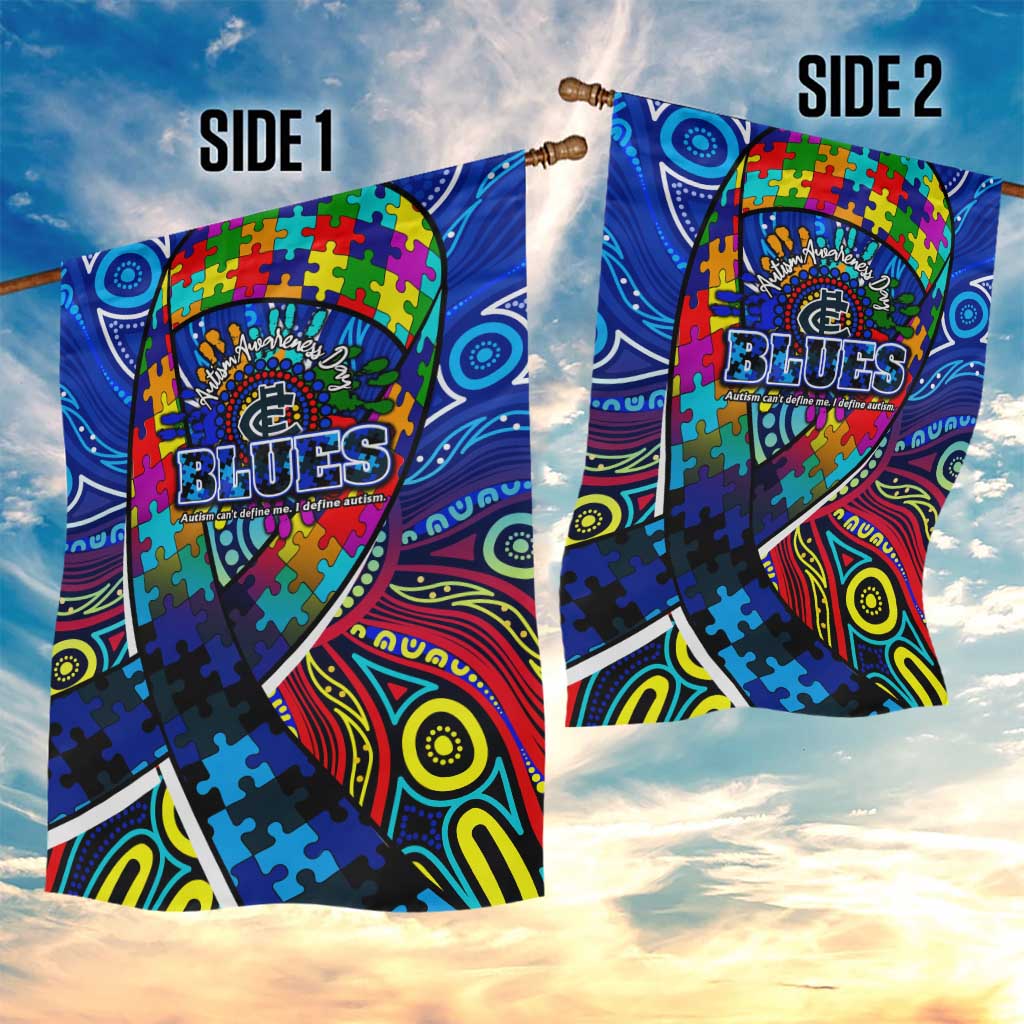 Autism Awareness Australia Carlton Blues Garden Flag Aboriginal Indigenous Art