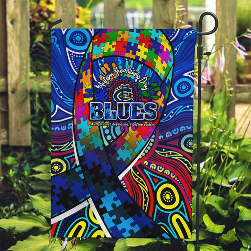 Autism Awareness Australia Carlton Blues Garden Flag Aboriginal Indigenous Art