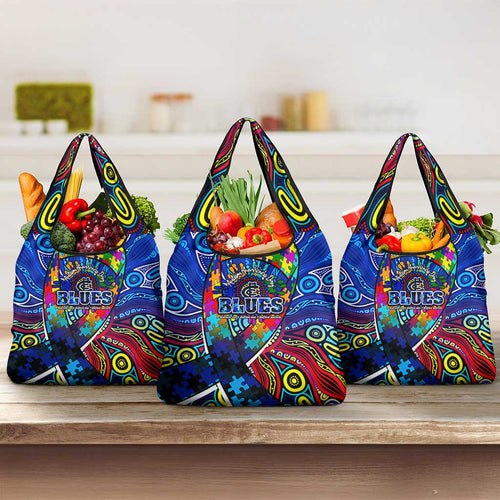 Autism Awareness Australia Carlton Blues Grocery Bag Aboriginal Indigenous Art