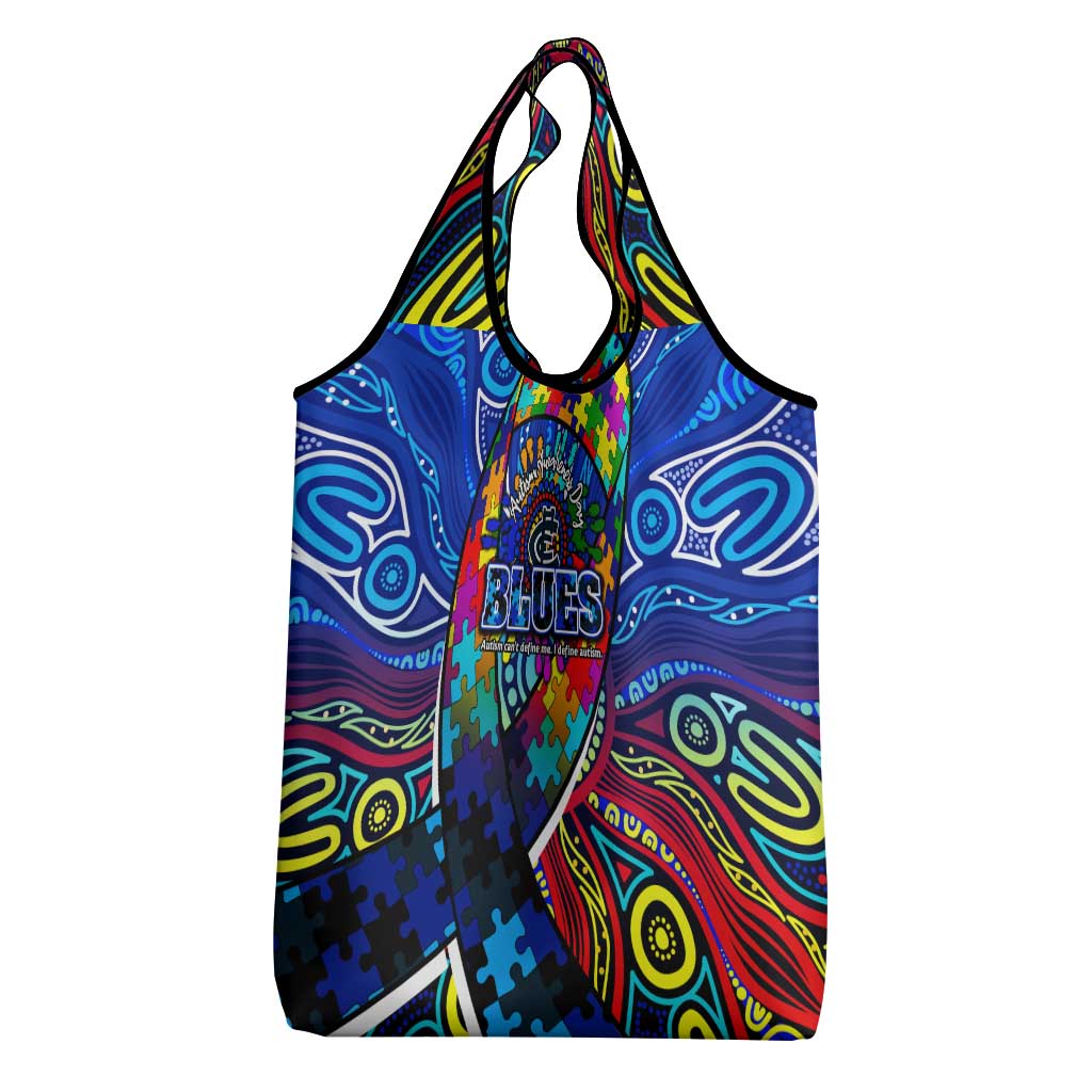 Autism Awareness Australia Carlton Blues Grocery Bag Aboriginal Indigenous Art