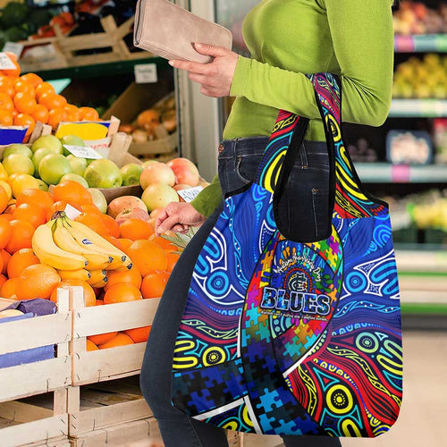Autism Awareness Australia Carlton Blues Grocery Bag Aboriginal Indigenous Art