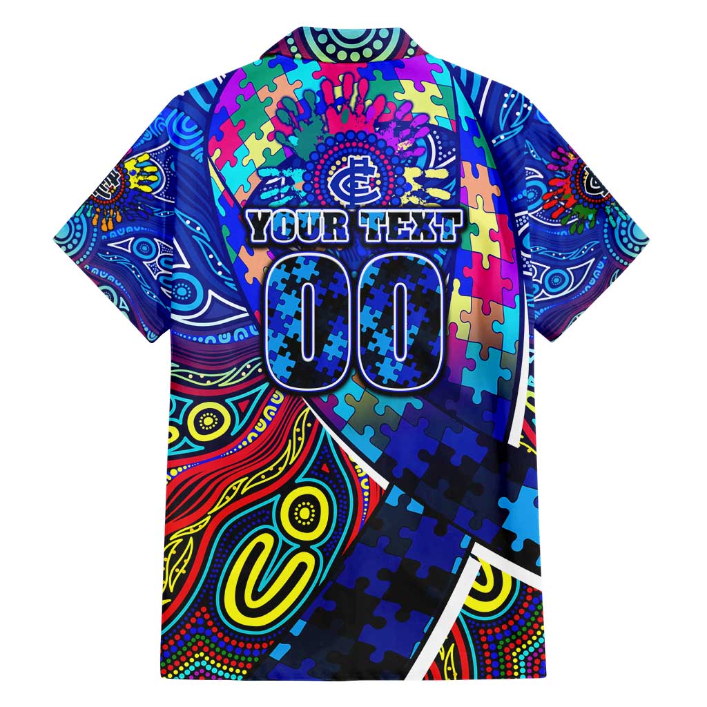 Autism Awareness Australia Carlton Blues Hawaiian Shirt Aboriginal Indigenous Art