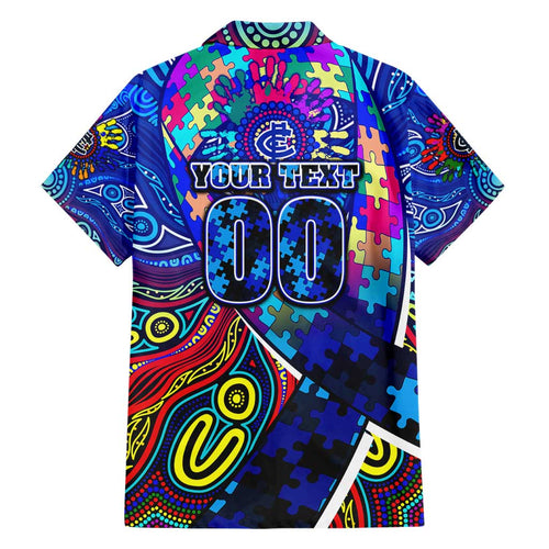 Autism Awareness Australia Carlton Blues Hawaiian Shirt Aboriginal Indigenous Art