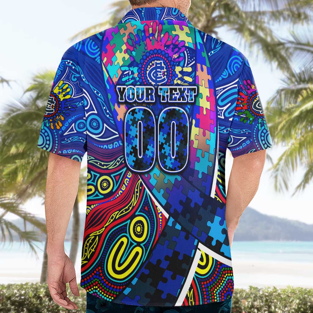 Autism Awareness Australia Carlton Blues Hawaiian Shirt Aboriginal Indigenous Art