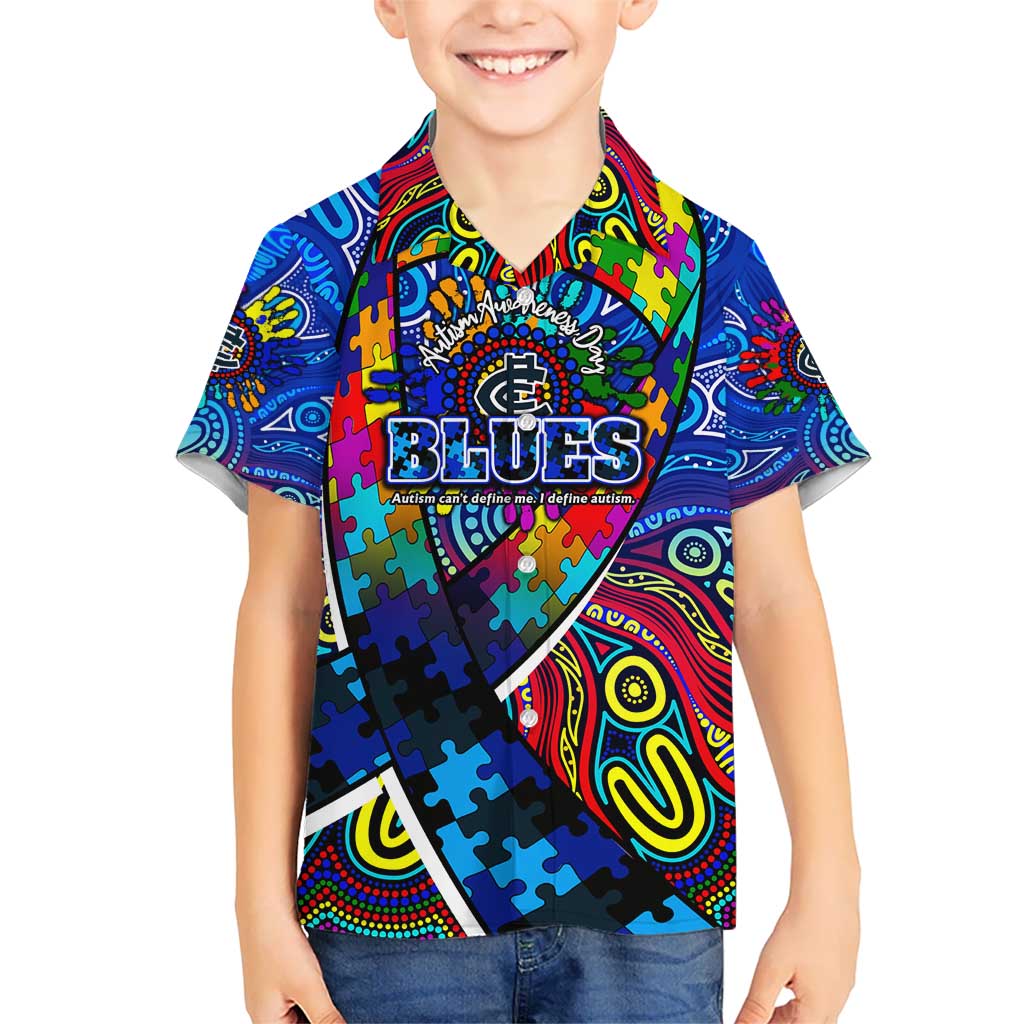 Autism Awareness Australia Carlton Blues Hawaiian Shirt Aboriginal Indigenous Art