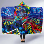 Autism Awareness Australia Carlton Blues Hooded Blanket Aboriginal Indigenous Art