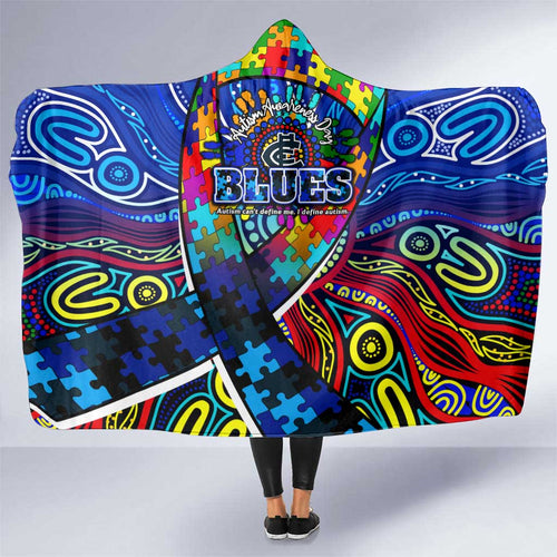 Autism Awareness Australia Carlton Blues Hooded Blanket Aboriginal Indigenous Art