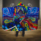 Autism Awareness Australia Carlton Blues Hooded Blanket Aboriginal Indigenous Art