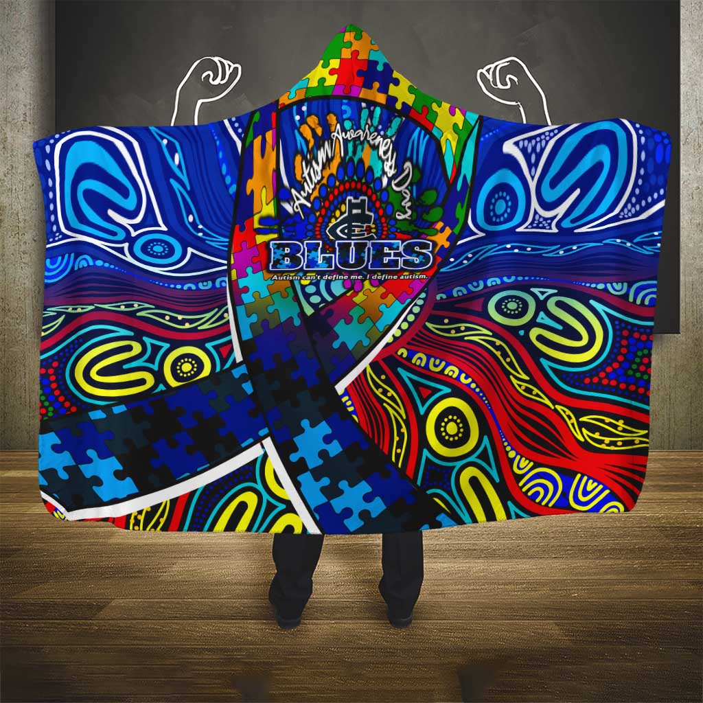 Autism Awareness Australia Carlton Blues Hooded Blanket Aboriginal Indigenous Art