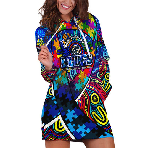 Autism Awareness Australia Carlton Blues Hoodie Dress Aboriginal Indigenous Art