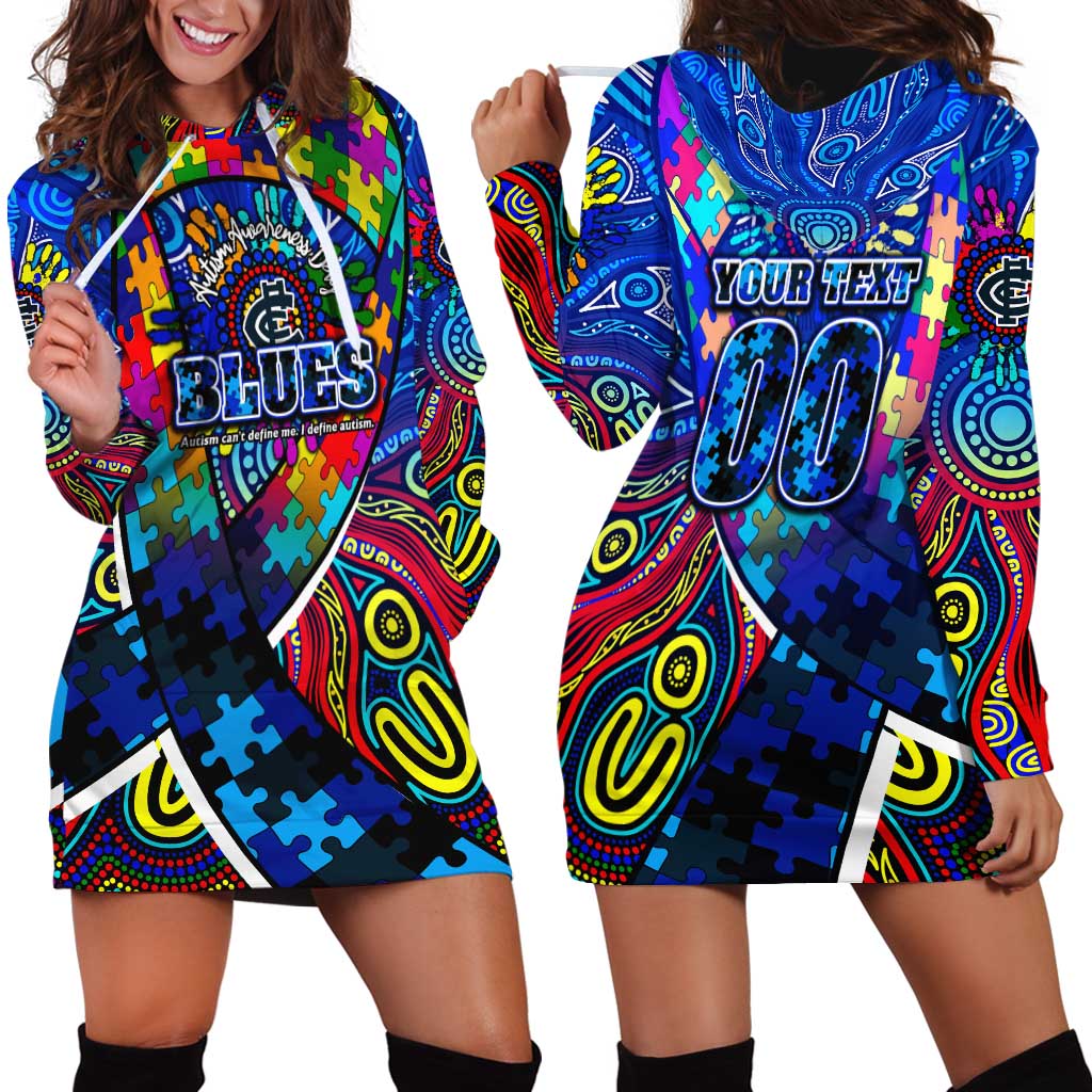 Autism Awareness Australia Carlton Blues Hoodie Dress Aboriginal Indigenous Art