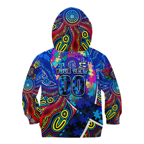 Autism Awareness Australia Carlton Blues Kid Hoodie Aboriginal Indigenous Art