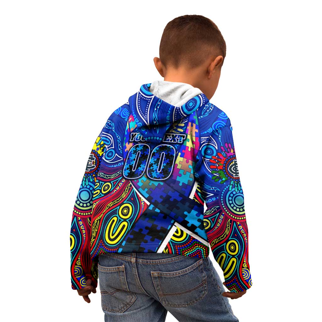Autism Awareness Australia Carlton Blues Kid Hoodie Aboriginal Indigenous Art