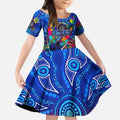 Autism Awareness Australia Carlton Blues Kid Short Sleeve Dress Aboriginal Indigenous Art