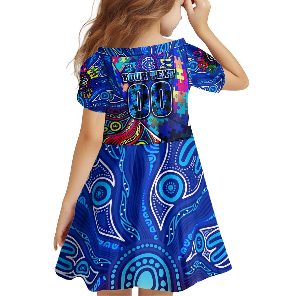 Autism Awareness Australia Carlton Blues Kid Short Sleeve Dress Aboriginal Indigenous Art