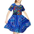 Autism Awareness Australia Carlton Blues Kid Short Sleeve Dress Aboriginal Indigenous Art