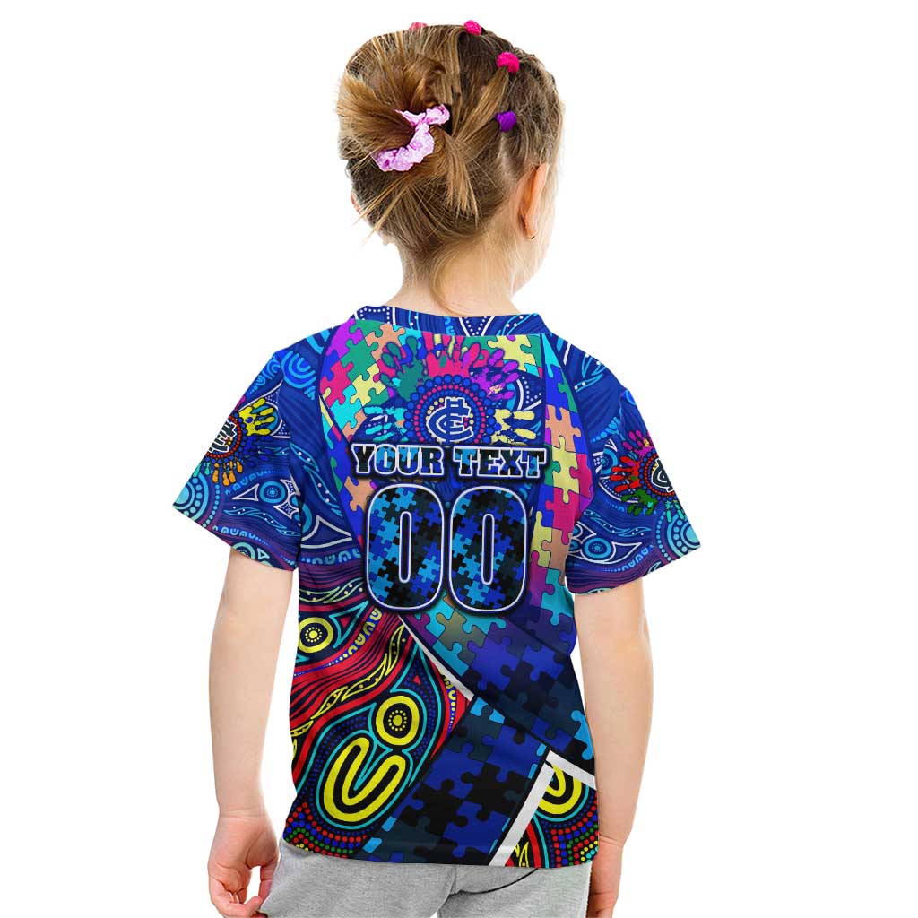 Autism Awareness Australia Carlton Blues Kid T Shirt Aboriginal Indigenous Art