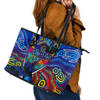 Autism Awareness Australia Carlton Blues Leather Tote Bag Aboriginal Indigenous Art