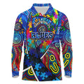 Autism Awareness Australia Carlton Blues Long Sleeve Polo Shirt Aboriginal Indigenous Art