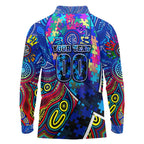 Autism Awareness Australia Carlton Blues Long Sleeve Polo Shirt Aboriginal Indigenous Art