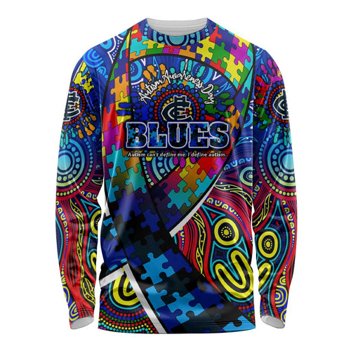 Autism Awareness Australia Carlton Blues Long Sleeve Shirt Aboriginal Indigenous Art
