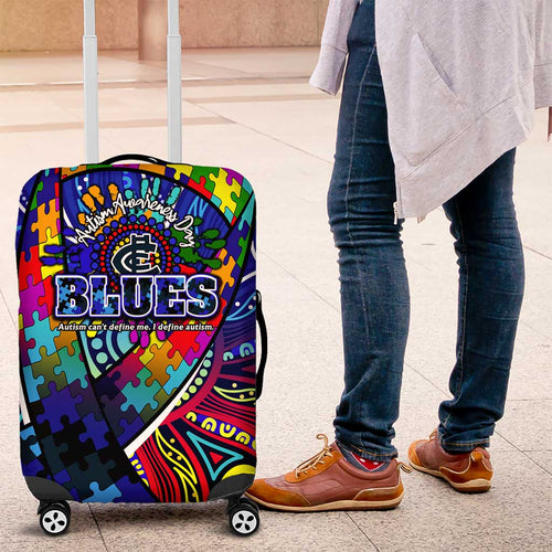 Autism Awareness Australia Carlton Blues Luggage Cover Aboriginal Indigenous Art