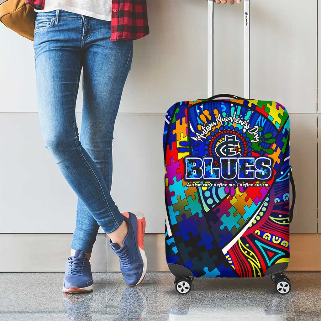 Autism Awareness Australia Carlton Blues Luggage Cover Aboriginal Indigenous Art