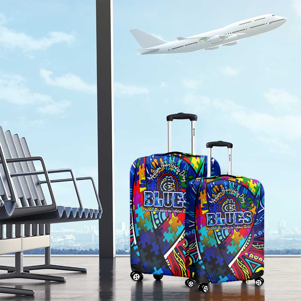 Autism Awareness Australia Carlton Blues Luggage Cover Aboriginal Indigenous Art